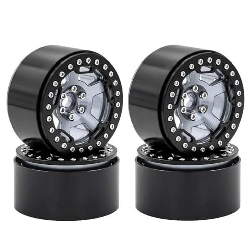 4pcs 2,2 -Zoll -Metallrad -Hub -Hub -Reifen kompatibel mit verschiedenen Crawler -RC -Autos von 1/8 1/10, einschließlich TRX6 RR10 Wraith -Models Nachrüstteile nachgerüstet(Dark Grey) von NexusDrive