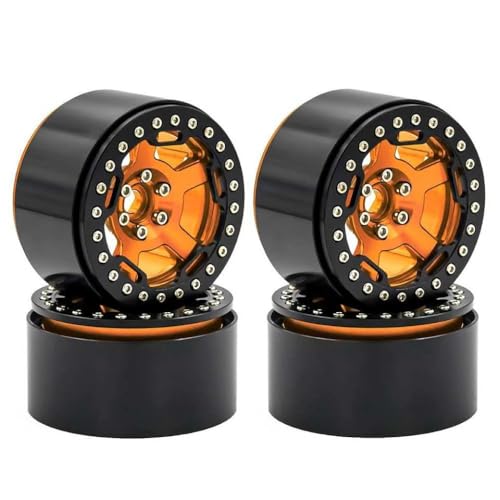 4pcs 2,2 -Zoll -Metallrad -Hub -Hub -Reifen kompatibel mit verschiedenen Crawler -RC -Autos von 1/8 1/10, einschließlich TRX6 RR10 Wraith -Models Nachrüstteile nachgerüstet(Yellow) von NexusDrive