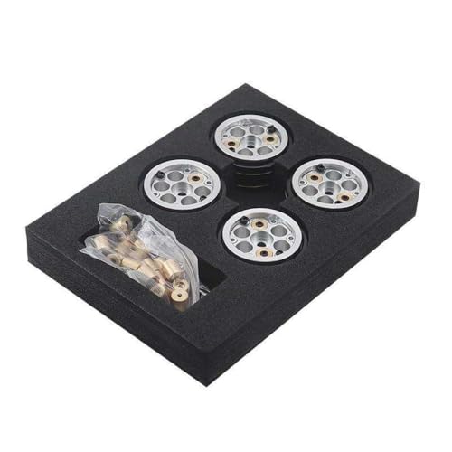 NexusDrive 1,1 Zoll schwarz beschichtete Messing -Beadlock -Radfelgen kompatibel mit 1/24 1/18 RC -Crawler -Autos mit SCX24 AX24 und FMS -Modellen(Silver) von NexusDrive