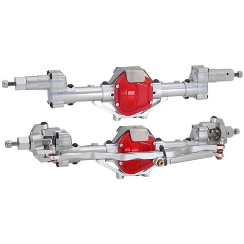 NexusDrive 1/10 RC Crawler Car Aluminium Front Hinterachse Set kompatibel mit SCX10II 90046 90047 Modelle enthalten erhöhte Diamanttürbrückenausrüstung und Welle(Silver) von NexusDrive
