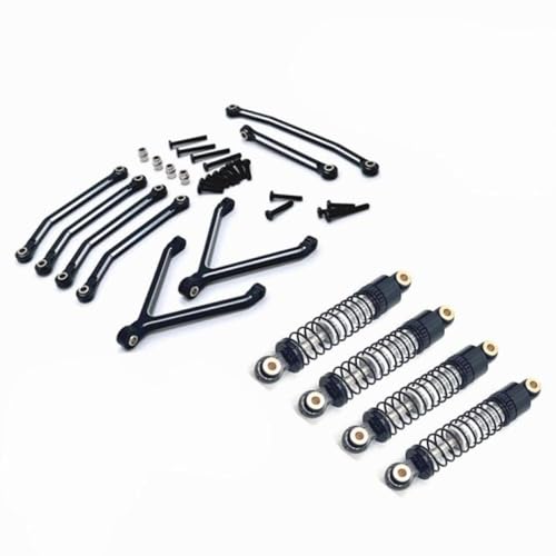 NexusDrive 1/24 RC -Auto -Upgrade -Teile FMS Metall -Chassis -Links Ziehenstangen und Ölschockdämpfer Set kompatibel mit 1 24 -Skala -RC -Modellen Ersatzzubehör(Black) von NexusDrive