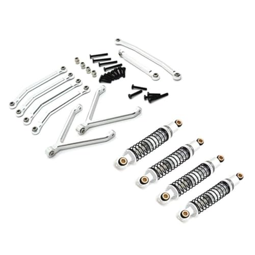 NexusDrive 1/24 RC -Auto -Upgrade -Teile FMS Metall -Chassis -Links Ziehenstangen und Ölschockdämpfer Set kompatibel mit 1 24 -Skala -RC -Modellen Ersatzzubehör(Silver) von NexusDrive