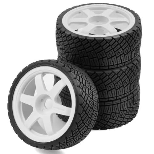 NexusDrive 1/7 1/8 Skalen -RC -Autorreifen und Felgen Set 100 mm OD 40 mm breit 17mm Sechskant Unbeschwerte Räder Mit 1 7 Skala -Off -Straße RC -Fahrzeugen und 1 8 -Skala -RC -Autos kompatibel(White) von NexusDrive