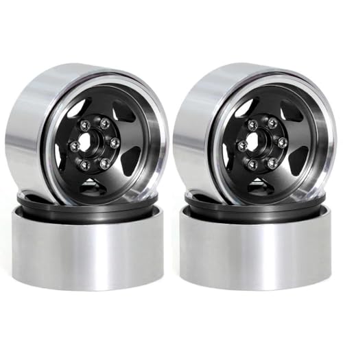 NexusDrive 1,9 Zoll Beadlock RC Rad Rims 4pcs Set kompatibel mit 1 10 -Skala -RC -Crawler -Modellen wie II 90046 und III AXI03007(4pc Black) von NexusDrive
