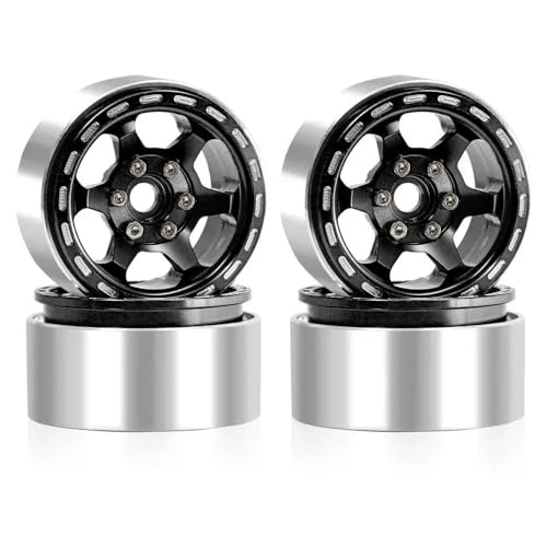 NexusDrive 1,9 Zoll Beadlock Wheel Wheel Hub kompatibel mit RC -Auto 4 Teile für 1 10 Skala RC Crawler Track(Black) von NexusDrive
