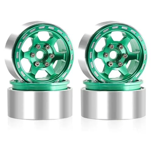 NexusDrive 1,9 Zoll Beadlock Wheel Wheel Hub kompatibel mit RC -Auto 4 Teile für 1 10 Skala RC Crawler Track(Green) von NexusDrive