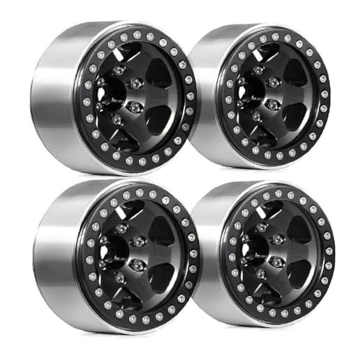NexusDrive 1,9 -Zoll -Metall -Beadlock -Räder 4pcs mit 12 mm Sechskant für 1 10 -Skala -RC -Crawler mit TRX6 III III 90046 Gen7 VS4 10 Modelle kompatibel(4pcs Black) von NexusDrive