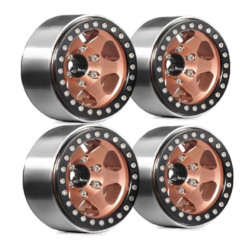 NexusDrive 1,9 -Zoll -Metall -Beadlock -Räder 4pcs mit 12 mm Sechskant für 1 10 -Skala -RC -Crawler mit TRX6 III III 90046 Gen7 VS4 10 Modelle kompatibel(4pcs Brown) von NexusDrive