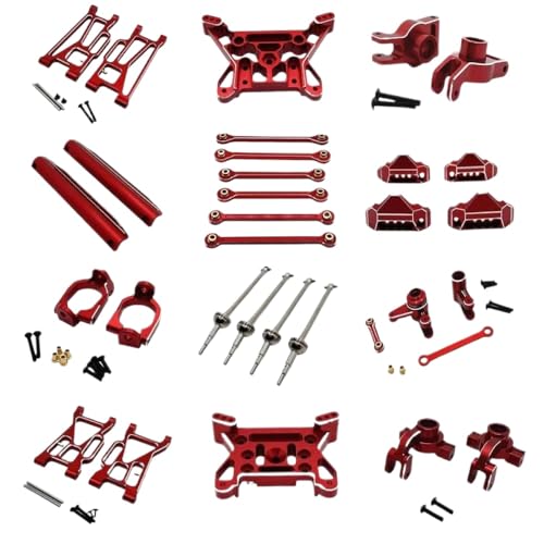NexusDrive 10208 V1 V2 Metalllenker Lenkung Cup Hub Link -Stange Set kompatibel mit RC -Autos Schwung Arm Drive Welle Stoßturm Upgrade Teile(Red) von NexusDrive