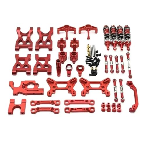 NexusDrive 13 -teilige Metall -Upgrade Schwung Arm Pull Rod Lenkungschalter Stoßdämpfer für 1 10 Skala 104072 kompatible RC -Autoteile(Red) von NexusDrive
