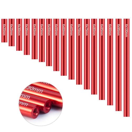 NexusDrive 17pcs Aluminium Link Stange 20 mm bis 100 mm für 1 10 Skala RC Crawler Car Upgrade -Teile, die mit verschiedenen Crawler -Modellen kompatibel sind(Red) von NexusDrive