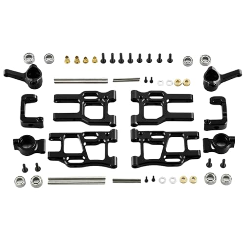 NexusDrive 1Set Metalllenker Lenkungspokal für 1/10 Skala 4WD RC Racing Buggy Auto kompatibel mit PTG-2-Modellen Rotes hintere Upgrade Teile DIY-Zubehör(Black) von NexusDrive