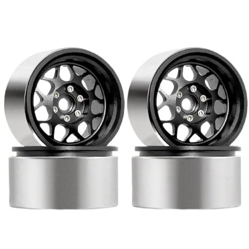 NexusDrive 2,2 Zoll Metall Beadlock Wheel Rims mit 12 -mm -Hex -Hub -Kompatibel mit 1 10 -Skala -RC -Crawler -Autos wie RR10 Wraith 90048 und TRX 6(4pcs Black) von NexusDrive