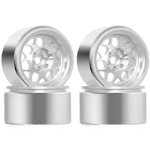 NexusDrive 2,2 Zoll Metall Beadlock Wheel Rims mit 12 -mm -Hex -Hub -Kompatibel mit 1 10 -Skala -RC -Crawler -Autos wie RR10 Wraith 90048 und TRX 6(4pcs Silver) von NexusDrive