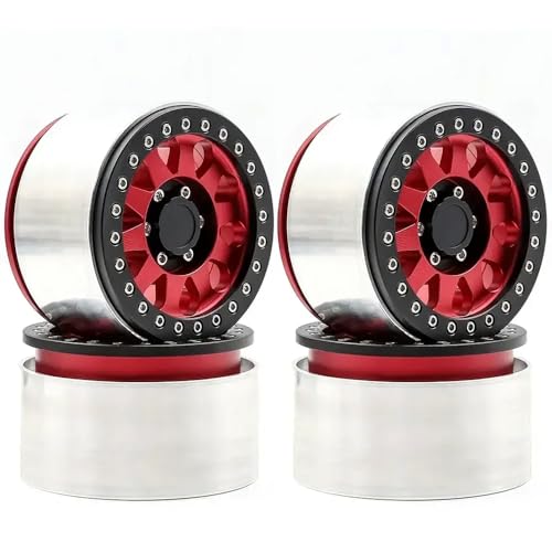 NexusDrive 2,9" Aluminium Beadlock Wheel Wheel Hub Rand kompatibel mit 1/6 -Skala -RC -Crawler -Autos wie SCX6 kompatibel(Red) von NexusDrive