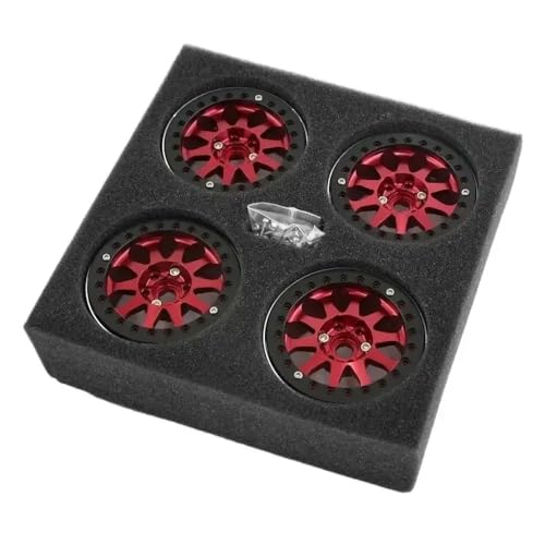 NexusDrive 4 Beadlocke-Rad-Hubs 2,2 Zoll kompatibel mit 1/10 RC-Crawler-Autos von 1/10, wie Wraith 90048 und TRX-6-Trackauto-Upgrade-Teile(Red) von NexusDrive