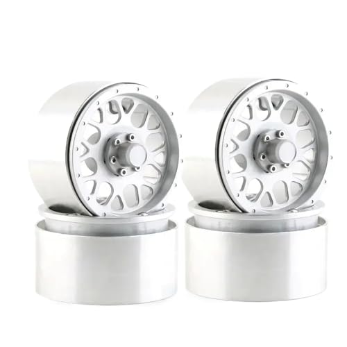 NexusDrive 4PCS Aluminium 2.2 Beadlock -Radfelgen kompatibel mit 1 10 -Skala -RC -Crawler -Modellen 90028 90035 90046 90047 D110 TRX -Serie(Silver) von NexusDrive