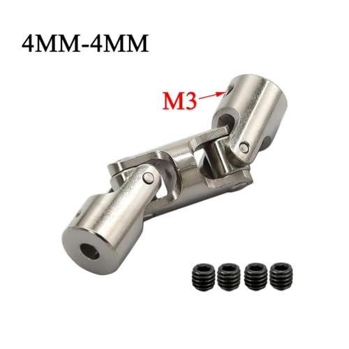 NexusDrive 4mm 5 mm 6 mm 8 mm 10 mm Universalgelenkkopplung für Bootsauto-Motorwellenstecker mit M3 M4-Schrauben 3-Sektion Metall Cardan-Gelenk kompatibel mit verschiedenen Wellenkopplungen(4MM-4MM) von NexusDrive