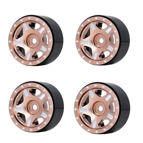 NexusDrive 4pcs 1,0 Zoll Beadlock Crawler Rad Rim Hub kompatibel mit 1 24 -Skala -RC -Crawler -Autos wie SCX24 90081 AXI00001 Modelle(Copper) von NexusDrive