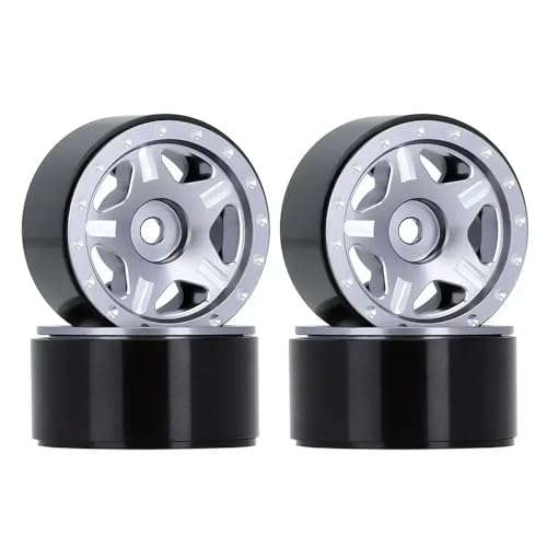 NexusDrive 4pcs 1,0 Zoll Beadlock Crawler Rad Rim Hub kompatibel mit 1 24 -Skala -RC -Crawler -Autos wie SCX24 90081 AXI00001 Modelle(Light Grey) von NexusDrive
