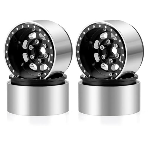 NexusDrive 4pcs 1,9 Zoll Beadlock Wheel Wheel Felgen Hub kompatibel mit 1 10 -Skala -RC -Crawler -Modellen wie CC01 TRX6 Wraith und ähnlichen Teilen der Straßenfahrzeuge(No.98-Black) von NexusDrive