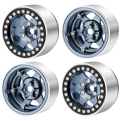 NexusDrive 4pcs 1,9 Zoll Beadlock Wheel Wheel Felgen Hubs kompatibel mit 1 10 -Skala -RC -Crawler -Autos, einschließlich CC01 TRX6 Wraith Upgrade -Teile(No.78-Titanium) von NexusDrive