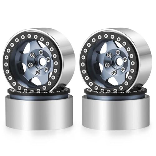 NexusDrive 4pcs 1,9 Zoll Beadlock Wheel Wheel Felgen Hubs kompatibel mit 1 10 -Skala -RC -Crawler -Autos, einschließlich CC01 TRX6 Wraith Upgrade -Teile(No.79-Titanium) von NexusDrive