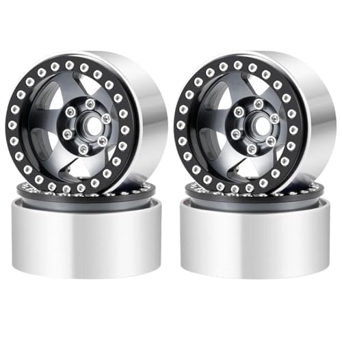 NexusDrive 4pcs 1,9 Zoll Beadlock Wheel Wheel Rim Hub kompatibel mit 1 10 -Skala -RC -Crawler -Autos, die für Wraith TRX6 und andere ähnliche Modelle geeignet sind(Titanium) von NexusDrive