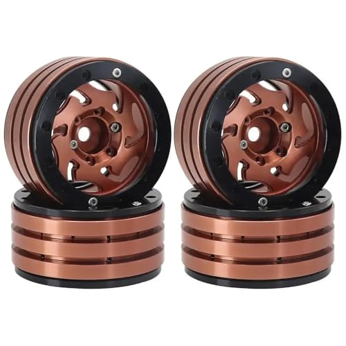 NexusDrive 4pcs 1,9 Zoll Metall Beadlock Wheel Wheel Hub Rand Loch Design für 1 10 -Skala -RC -Crawler und andere kompatible Modelle(Coffee) von NexusDrive