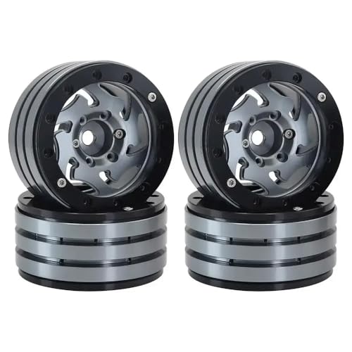 NexusDrive 4pcs 1,9 Zoll Metall Beadlock Wheel Wheel Hub Rand Loch Design für 1 10 -Skala -RC -Crawler und andere kompatible Modelle(Dark Grey) von NexusDrive