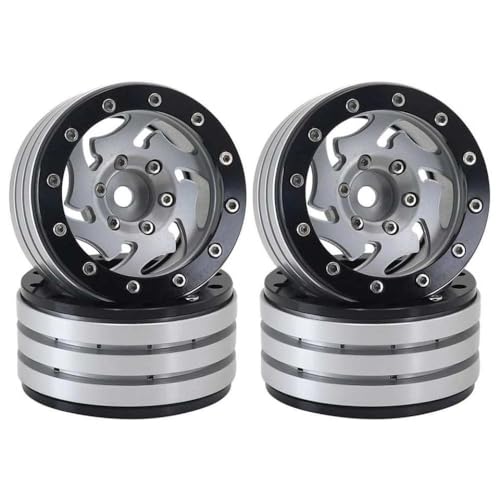 NexusDrive 4pcs 1,9 Zoll Metall Beadlock Wheel Wheel Hub Rand Loch Design für 1 10 -Skala -RC -Crawler und andere kompatible Modelle(Silver) von NexusDrive