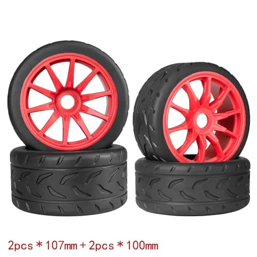 NexusDrive 4pcs 17mm Rad Hex -Adapter 53/107 42/100 für 1/7 -Skala -RC -Auto -Modelle, die mit unbegrenzter Verbrecher -Verbrechen FSR GT -Upgrade -Teile kompatibel sind(107mm 100mm red) von NexusDrive