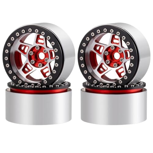 NexusDrive 4pcs 2,2 Zoll Aluminium Beadlock Wheel Rims 35 mm Breite kompatibel mit 1 10 -Skala -RC -Crawler -Modellen und verschiedenen Crawler -LKWs, einschließlich TRX6 -Teilen(Red) von NexusDrive