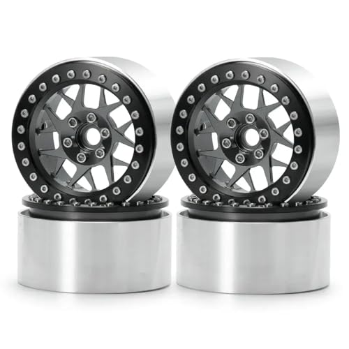 NexusDrive 4pcs 2,2 Zoll Aluminium Beadlock Wheel Rims Hubs, die mit 1 10 -Skala -RC -Crawler -Autorädern kompatibel sind(Titanium) von NexusDrive
