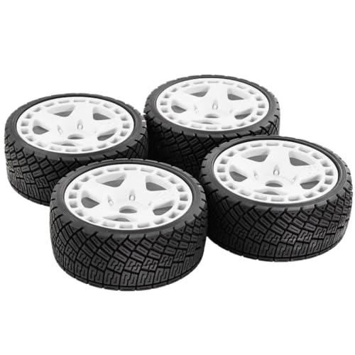 NexusDrive 4pcs 98mm 1/8 1/7 Skala RC Off-Road Buggy-Räder mit Reifen 17mm Hex Hub kompatibel mit verschiedenen RC-Modellen(White) von NexusDrive