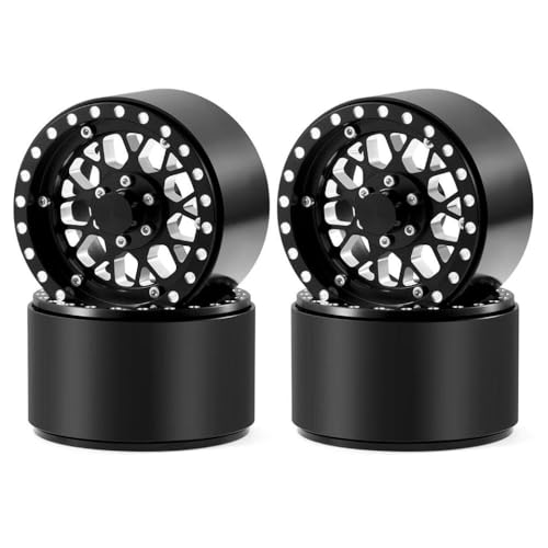 NexusDrive 4pcs Aluminium 2,2 Zoll Beadlock Wheel Wheel Rims Extended Hubs kompatibel mit 1 10 -Skala -RC -Crawler -Autorädern für TRX6 -Modelle für TRX6 -Modelle(Black) von NexusDrive