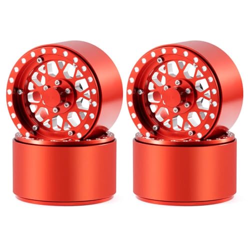 NexusDrive 4pcs Aluminium 2,2 Zoll Beadlock Wheel Wheel Rims Extended Hubs kompatibel mit 1 10 -Skala -RC -Crawler -Autorädern für TRX6 -Modelle für TRX6 -Modelle(Red) von NexusDrive