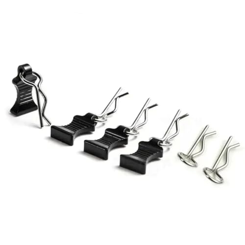 NexusDrive 4pcs Aluminium R-Typ-Körperklammern mit Tab für 1/8 1/10 Skala RC Crawler Car kompatibel mit verschiedenen Offroad-Fahrzeugmodellen(Black 4Pcs) von NexusDrive