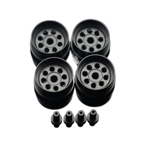 NexusDrive 4pcs Mitteldurchmesser Leichte Räder DIY -Teile kompatibel mit 4WD -Autos Aluminiumfarbene Felgen(Black) von NexusDrive
