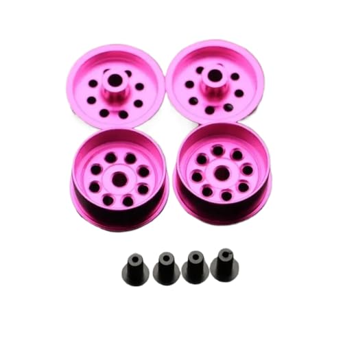 NexusDrive 4pcs Mitteldurchmesser Leichte Räder DIY -Teile kompatibel mit 4WD -Autos Aluminiumfarbene Felgen(Pink) von NexusDrive