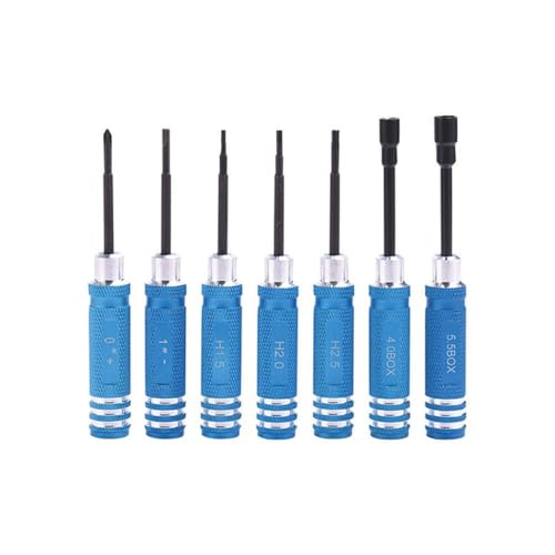 NexusDrive 7pcs Sechskantschraubendreher Set 1 5 2 0 2 5 mm Nussschlüssel kompatibel mit RC -Modellen Hubschrauber -Autoflugzeug -FPV -Drohne(Blue) von NexusDrive