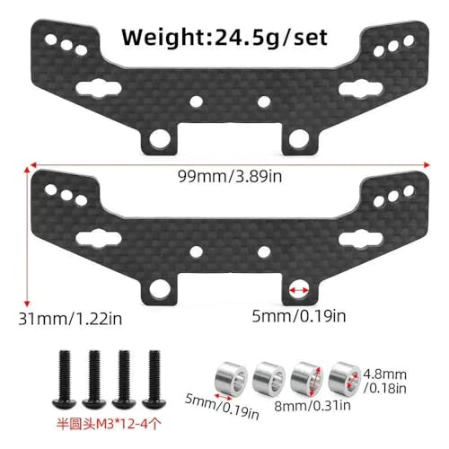 NexusDrive Carbon Faser -Schockturmplatte und ERA -Upgrade -Teile kompatibel mit 1 10 -Skala TT02 TT02R RC -Autozubehör(A) von NexusDrive
