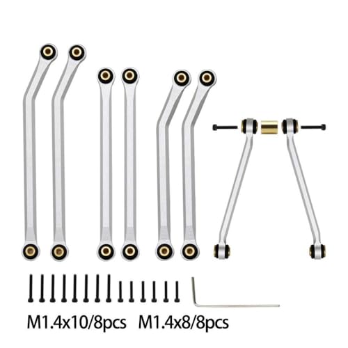 NexusDrive Metall -Chassis -Links Einrichten Sie Upgrade -Teile, die mit 1 24 -Skala -RC -Crawler -Modellen wie SCX24 AXI00002 C10 und AXI00006 kompatibel sind(Silver) von NexusDrive