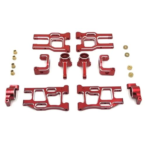 NexusDrive Metall -Front -Suspensionsarme und Lenkernsnabenhalter Set kompatibel mit 1 10 Rennptg 2 PTG 2R -Models Aufrühren von Teilen Lenkbecherzubehör(Red) von NexusDrive