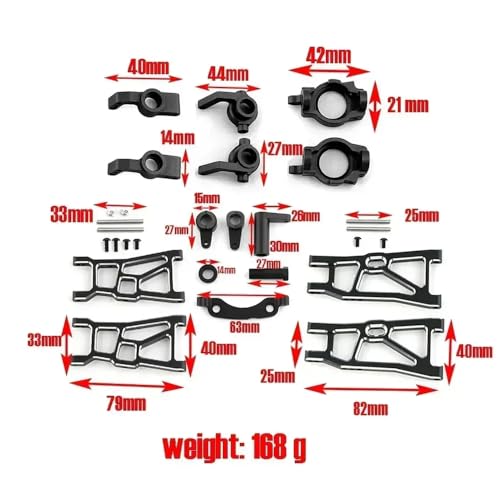NexusDrive Swing Arm Lenering Cup Set vorne für 1 10 Skala RC Desert Buggy kompatibel mit ZD Racing DBX 10 DBX10 Modell 10421 S 9102 Upgrade -Teile Group C Sitz(Black) von NexusDrive