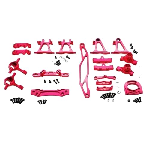 NexusDrive Upgrade-Teile-Kit für 1/10-Skala RC-Auto-Suspensionsarme Lenkung Knöchel Metallmodifikation Zubehör kompatibel mit TT02 TT-02-Chassis kompatibel(Red) von NexusDrive