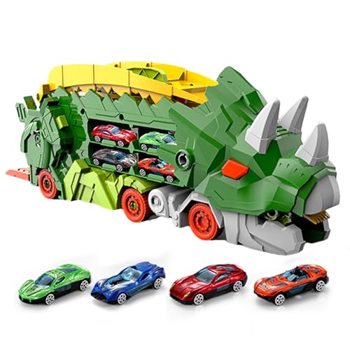 Kinder Dinosaurier Transportwagen - Tragbarer Dinosaurier -LKW, Transport Dinosaur Lastwagen Spielzeug | Dinosaurier-LKW Mit Faltbarem Gleiten Für 3-6 Jahre Alt, Trägerwagen Mit Faltbarer Rennstrecke von Nexusectar
