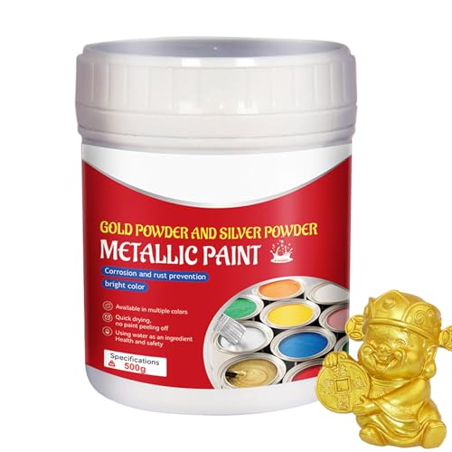 Langlebiger Effekt Gold Folienfarbe - Goldfarbe, Goldmetallfarbe | Goldholztraft Farbe Leinwand, 500 Ml Goldfolienfarbe Für Kunst, Bastelmittel Für Metall, Ton, Stoff, Malerei, Kunsthandwerk, Wände von Nexusectar
