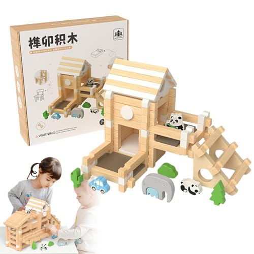 Nexusectar Holzspielzeugblöcke für Kinder, Holzblock-Set | STEM-Bauspielzeug aus massivem Holz - Stapelspielzeug, Bausteine ​​für Kinder ab 3 Jahren, zur Entwicklung räumlicher Vorstellungen von Nexusectar