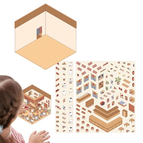 Szenenaufkleber - Scrapbook House Decals, 3D Effect House Stickers | Stress Relief Design House Aufkleber, Sammelalbum Dekorative Aufkleber, Machen Sie Ihre Eigenen Hausaufkleber Für Kinder, Stressabb von Nexusectar